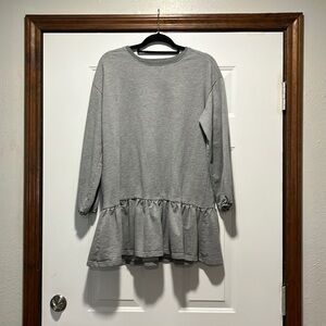 Faded Rose M Loungewear GREY Shirt Dress Ruffle Puff long sleeve Round neck